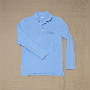 Baby Blue Lacoste Lage Alligator Logo Rugby Long Sleeve Polo Shirt